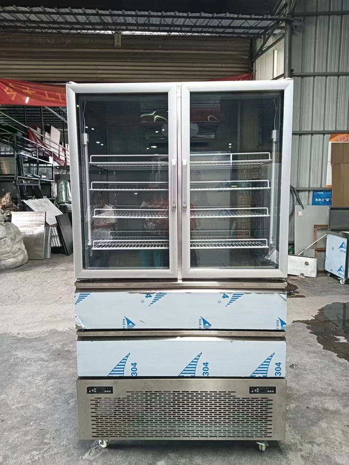 Στεκό ψυγείο 2 γυάλινες πόρτες για ψυγείο 2 συρτάρια για ψυγείο για κουζίνα με 110V / 60Hz 0