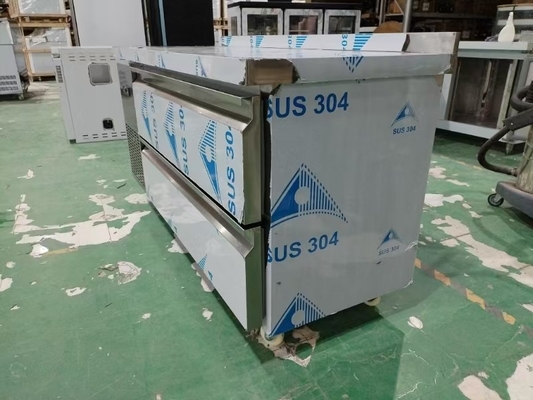 Προσαρμοσμένο Εμπορικό ψυγείο ψυγείο 60 " Undercounter ψυγείο w / 2 συρτάρια 115v 304 Ασημένιο