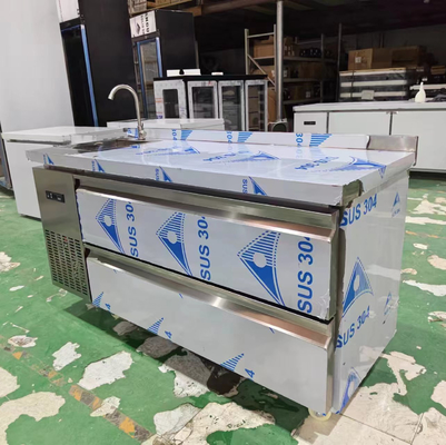 Προσαρμοσμένο Εμπορικό ψυγείο ψυγείο 60 " Undercounter ψυγείο w / 2 συρτάρια 115v 304 Ασημένιο