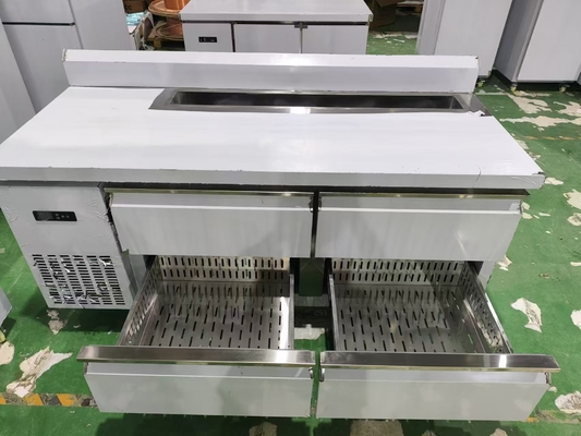 Εμπορικό ψυγείο 4 συρτάρια με backsplash προσαρμοσμένο τραπέζι κουζίνας