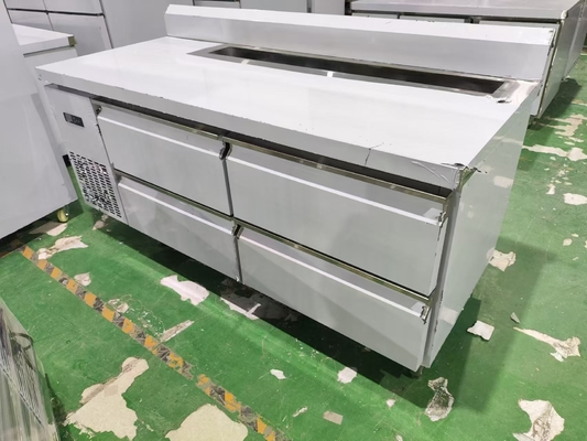 Εμπορικό ψυγείο 4 συρτάρια με backsplash προσαρμοσμένο τραπέζι κουζίνας