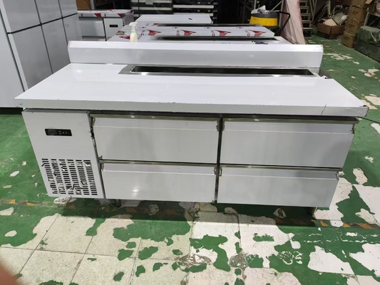 Εμπορικό ψυγείο 4 συρτάρια με backsplash προσαρμοσμένο τραπέζι κουζίνας