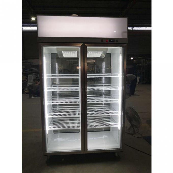Εμπορικό ψυγείο επίδειξης φραγμών δοχείων ψύξης πορτών γυαλιού R134A 1000L 0