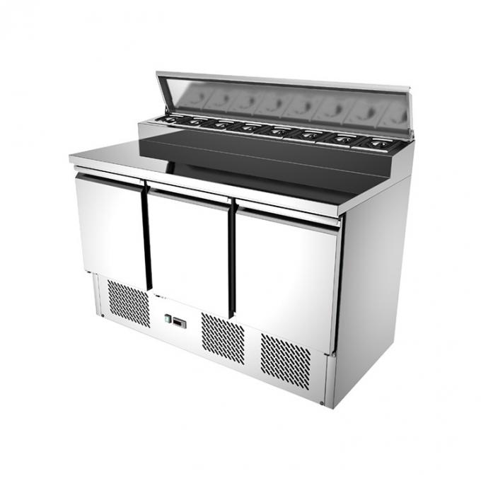 R134A 3 ψυγείο σαλάτας επιτραπέζιου ανοξείδωτου προετοιμασιών πιτσών πορτών 0